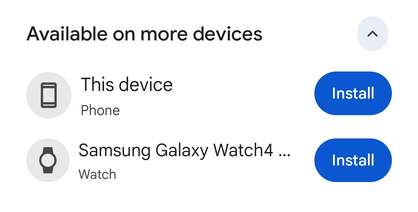 Available on more devices tab expanded view